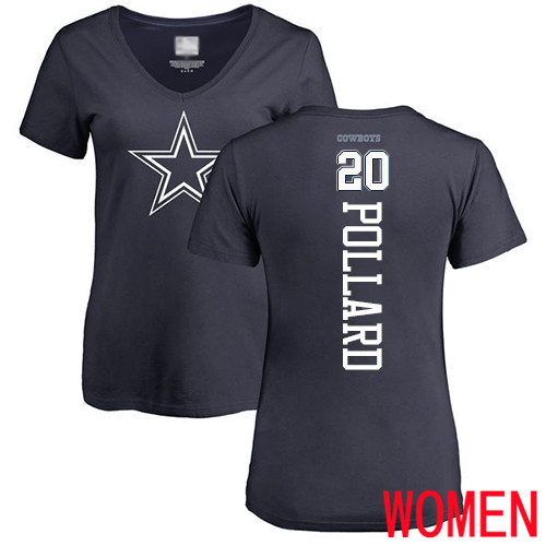 Women Dallas Cowboys Navy Blue Tony Pollard Backer #20 Nike NFL T Shirt->nfl t-shirts->Sports Accessory